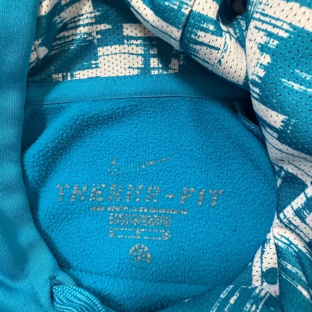 Nike Therma-FIT Hoodie Women’s Small Blue Graphic Swoosh Pullover Athletic